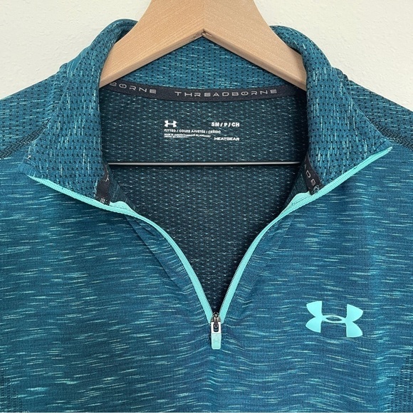 Under Armour Womens Pullover 1/4 Zip Blue Green Lightweight‎ Athletic - Picture 5 of 6